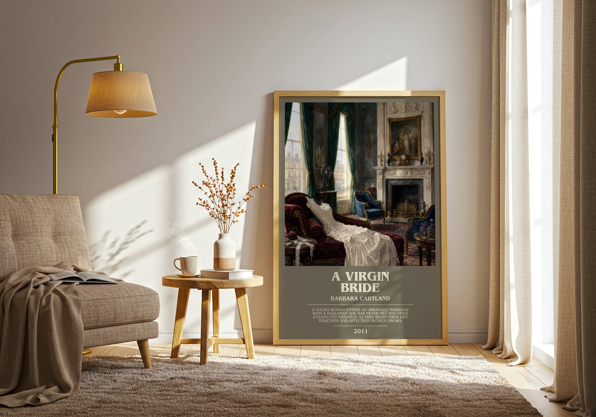 A Virgin Bride bookish print on bookshelf – Barbara Cartland fan gift