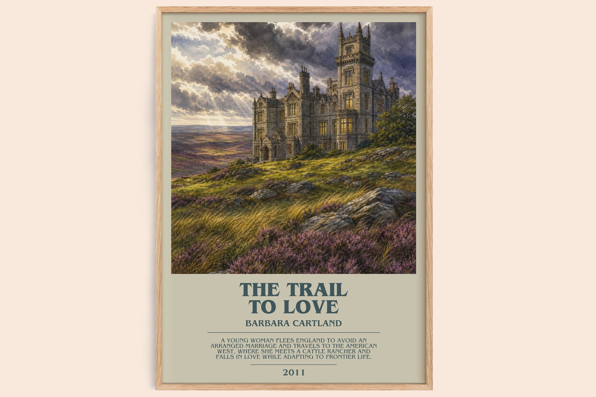 The Trail To Love bookish book poster by Barbara Cartland – framed literary art print