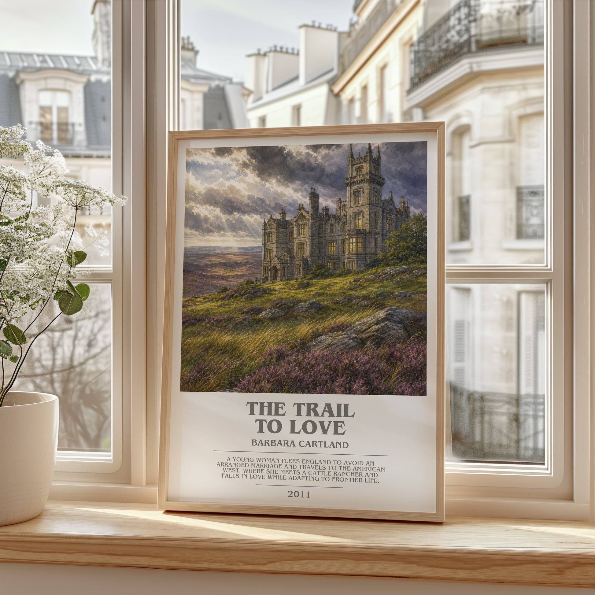 The Trail To Love bookish poster colour and style options – Barbara Cartland book art