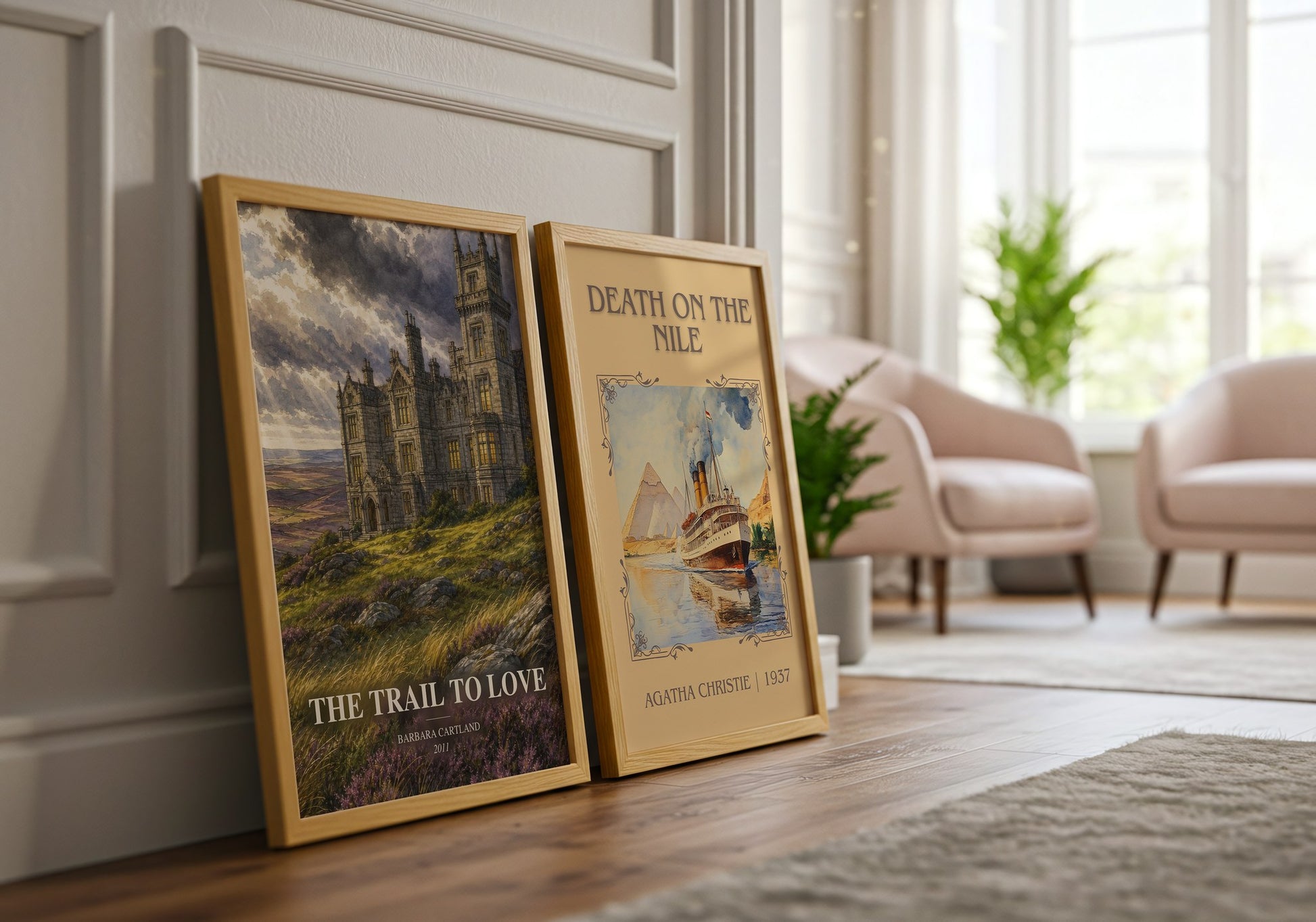 The Trail To Love watercolour print framed by window – literary home decor