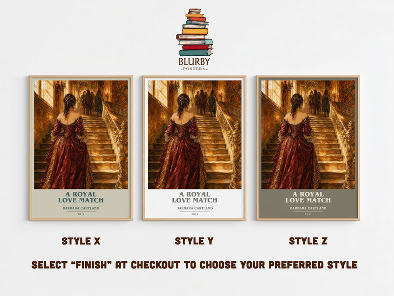 A Royal Love Match book cover print in frame leaning in hallway – romance wall art