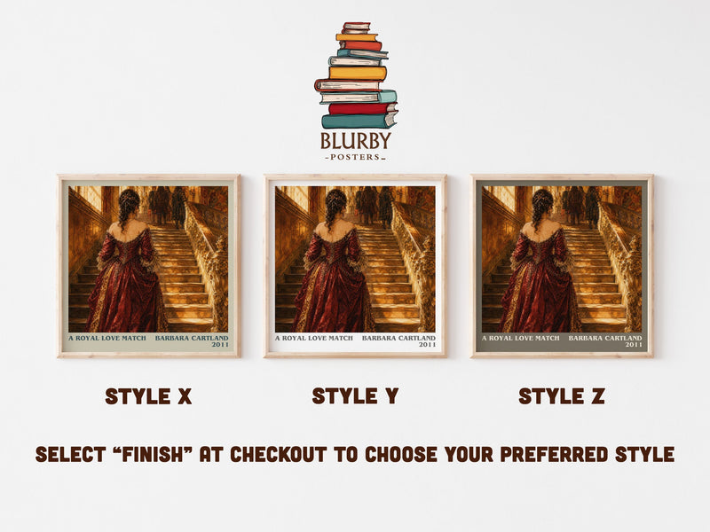 A Royal Love Match literary print in frame leaning in hallway – romance wall art