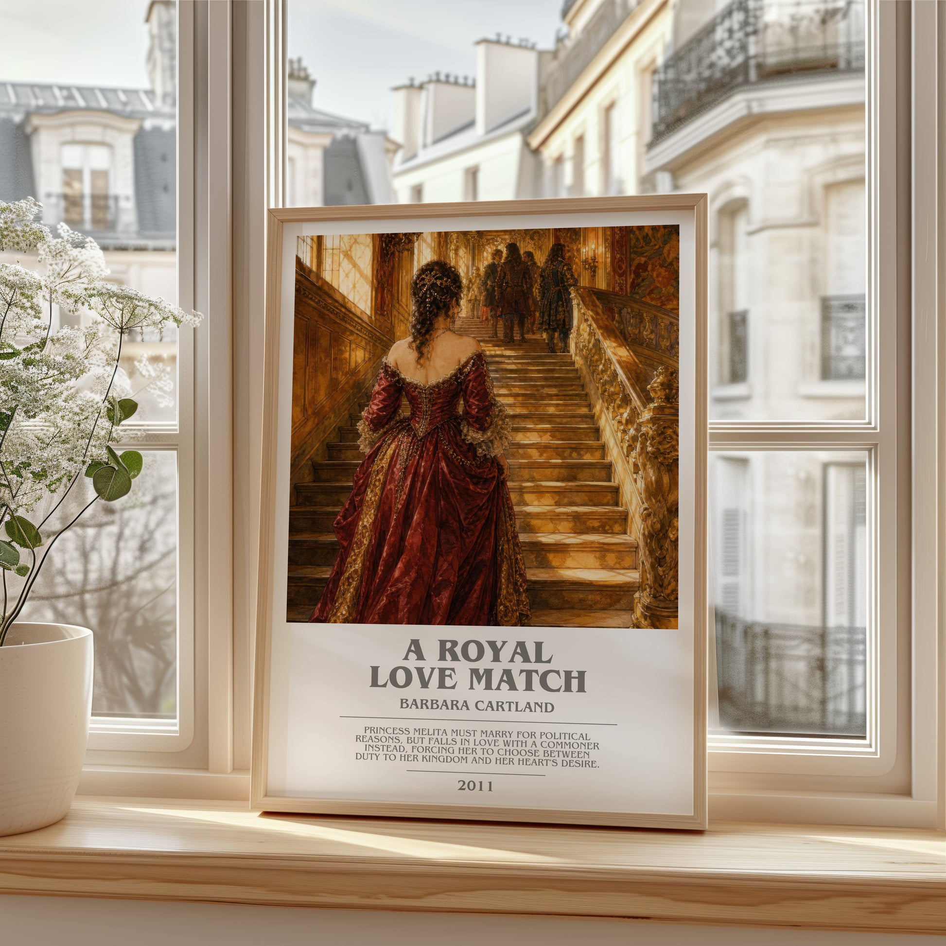 A Royal Love Match bookish poster colour and style options – Barbara Cartland book art
