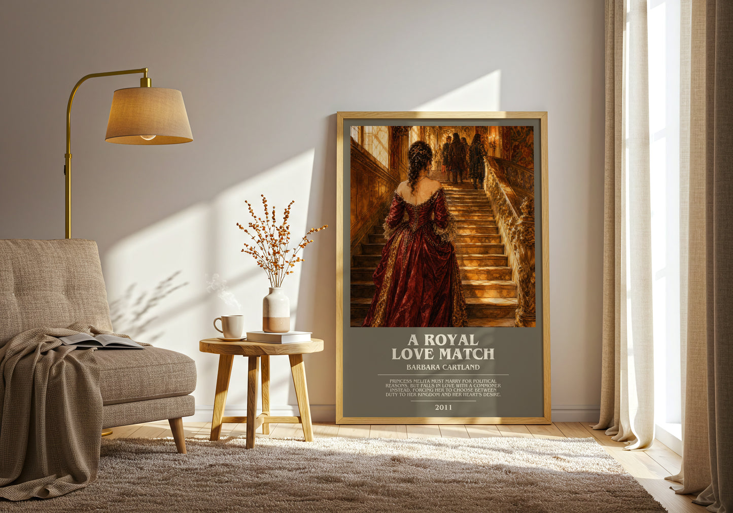 A Royal Love Match bookish print on bookshelf – Barbara Cartland fan gift