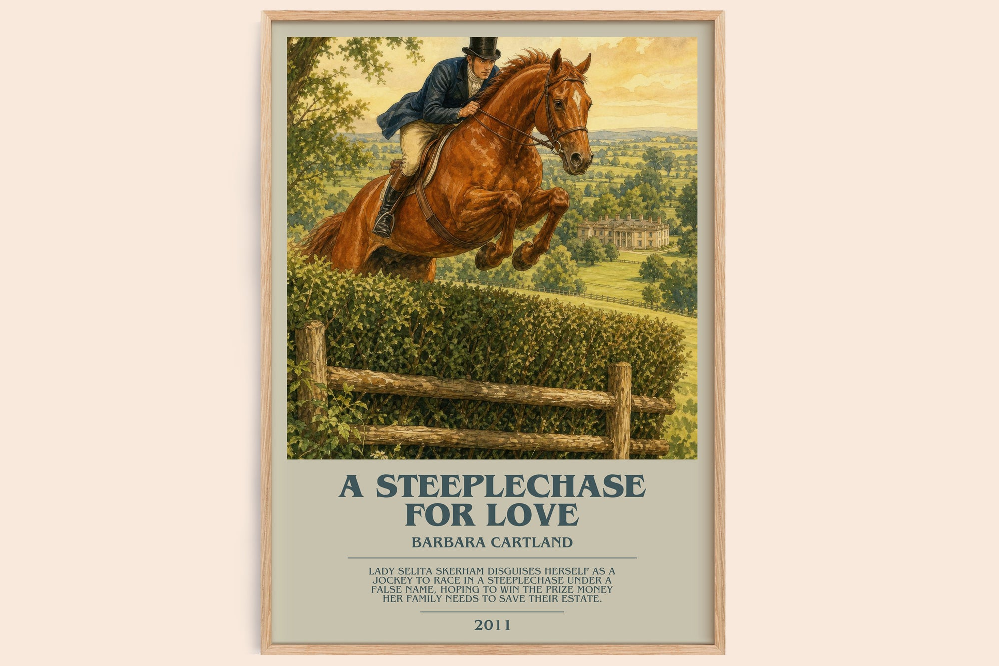 A Steeplechase For Love bookish book poster by Barbara Cartland – framed literary art print