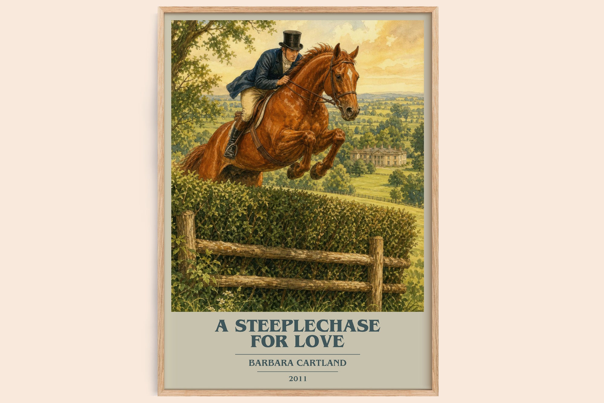 A Steeplechase For Love book cover book poster by Barbara Cartland – framed literary art print
