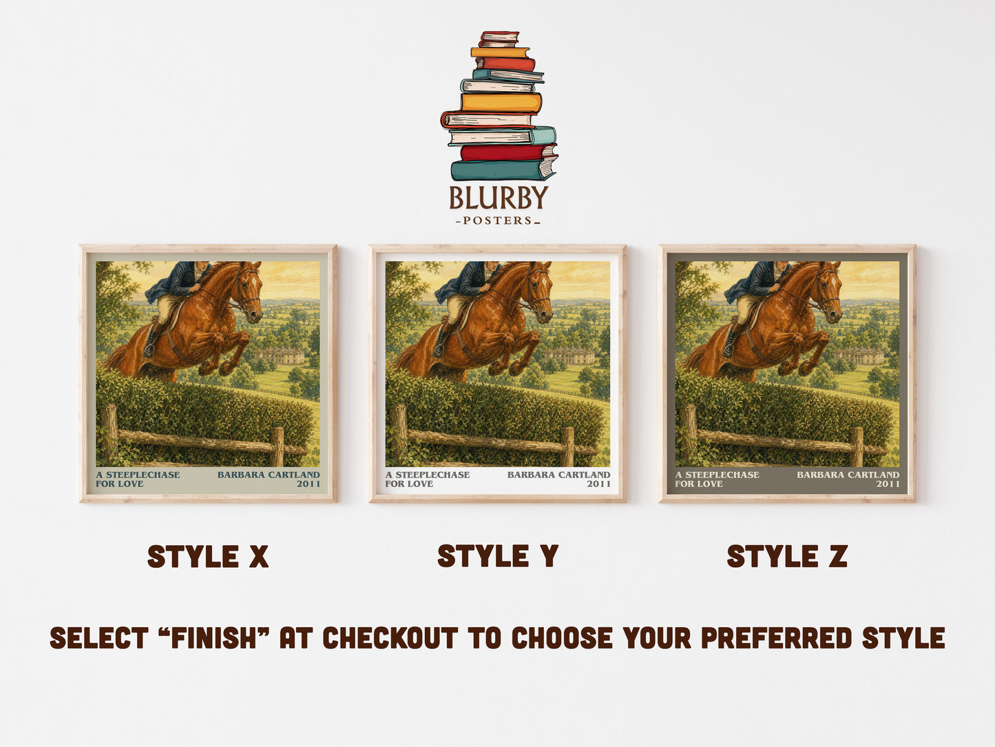A Steeplechase For Love literary print in frame leaning in hallway – romance wall art