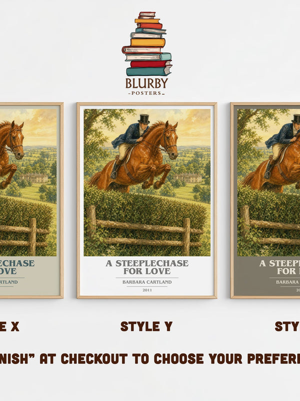A Steeplechase For Love book cover print in frame leaning in hallway – romance wall art
