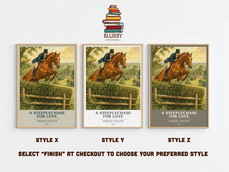 A Steeplechase For Love book cover print in frame leaning in hallway – romance wall art