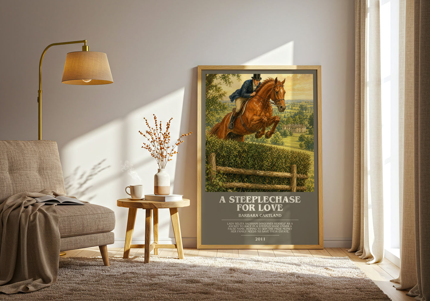 A Steeplechase For Love bookish print on bookshelf – Barbara Cartland fan gift