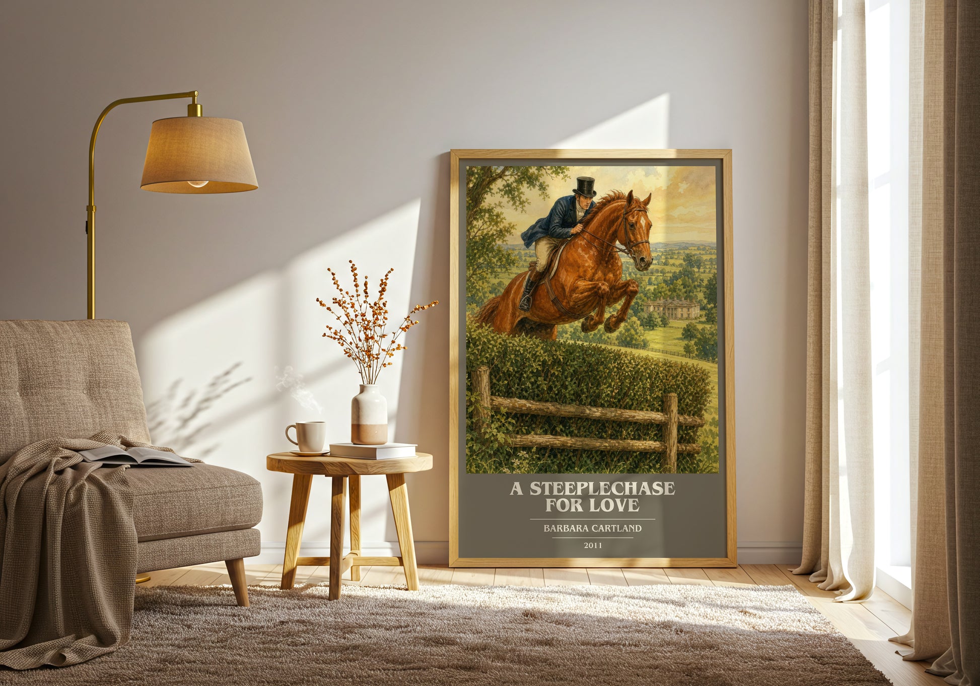 A Steeplechase For Love book cover print on bookshelf – Barbara Cartland fan gift