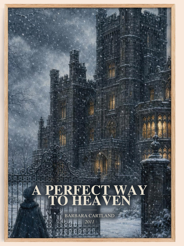 A Perfect Way To Heaven watercolour book poster by Barbara Cartland – framed literary art print