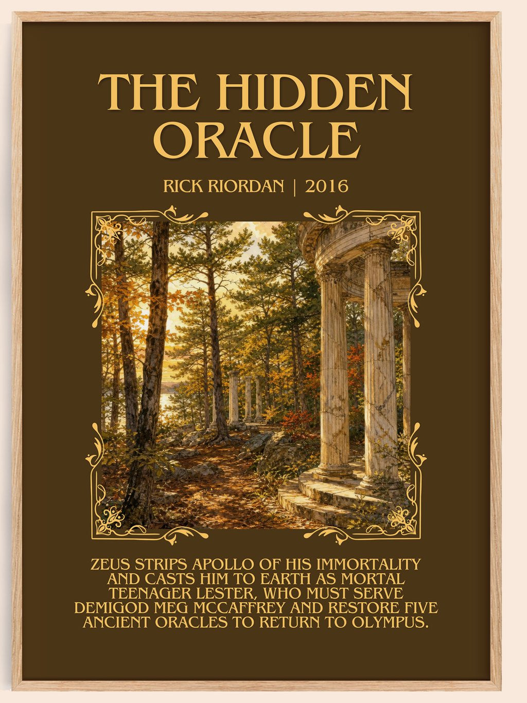 The Hidden Oracle Minimalist Book Poster by Rick Riordan – book poster
