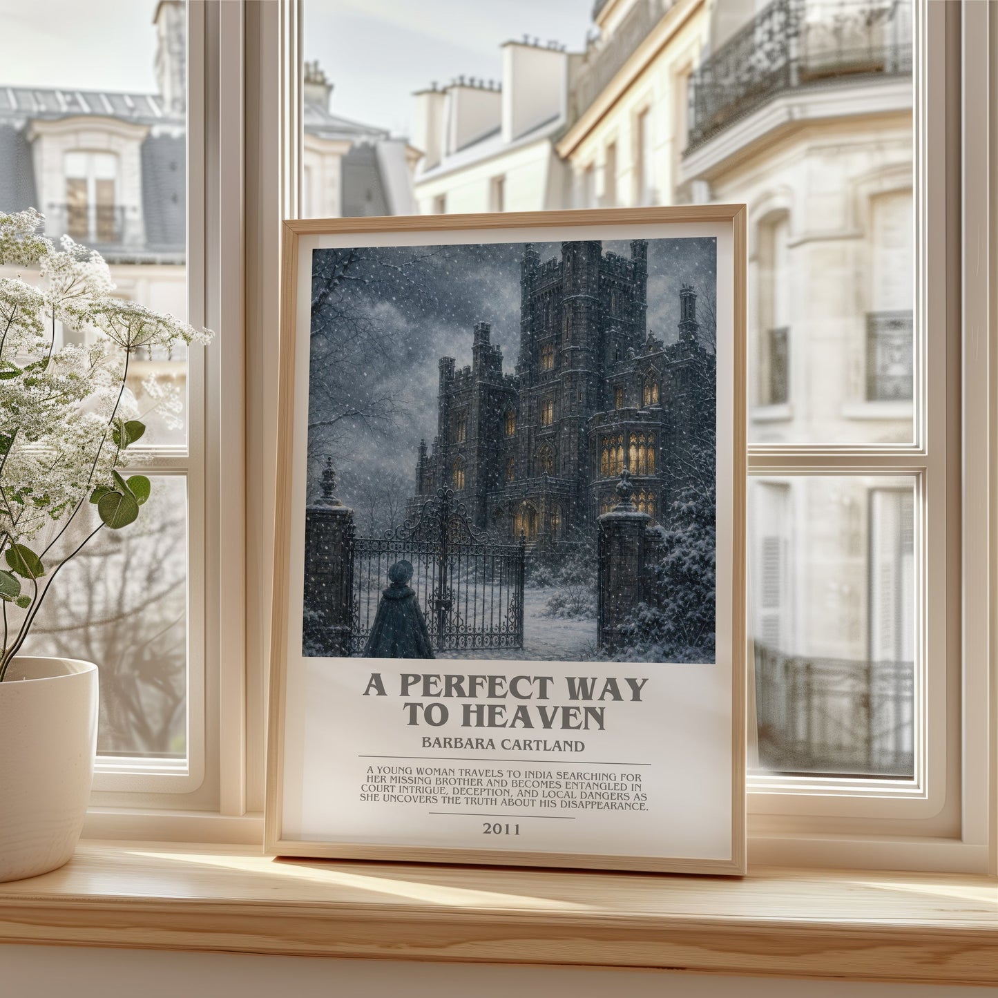 A Perfect Way To Heaven bookish poster colour and style options – Barbara Cartland book art