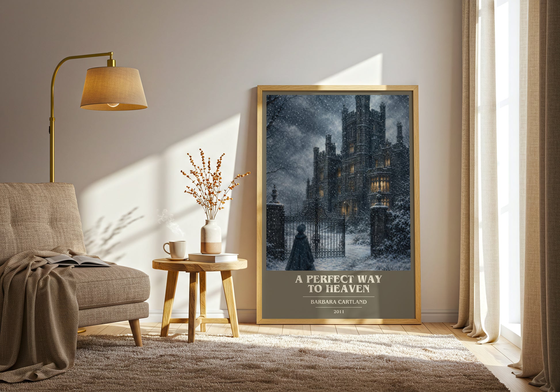 A Perfect Way To Heaven book cover print on bookshelf – Barbara Cartland fan gift