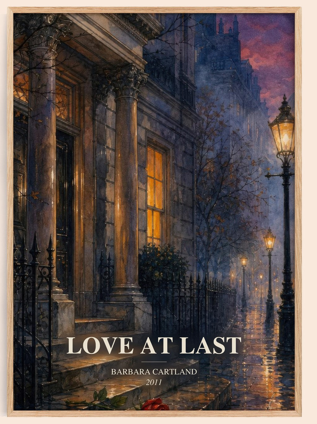 Love At Last watercolour book poster by Barbara Cartland – framed literary art print