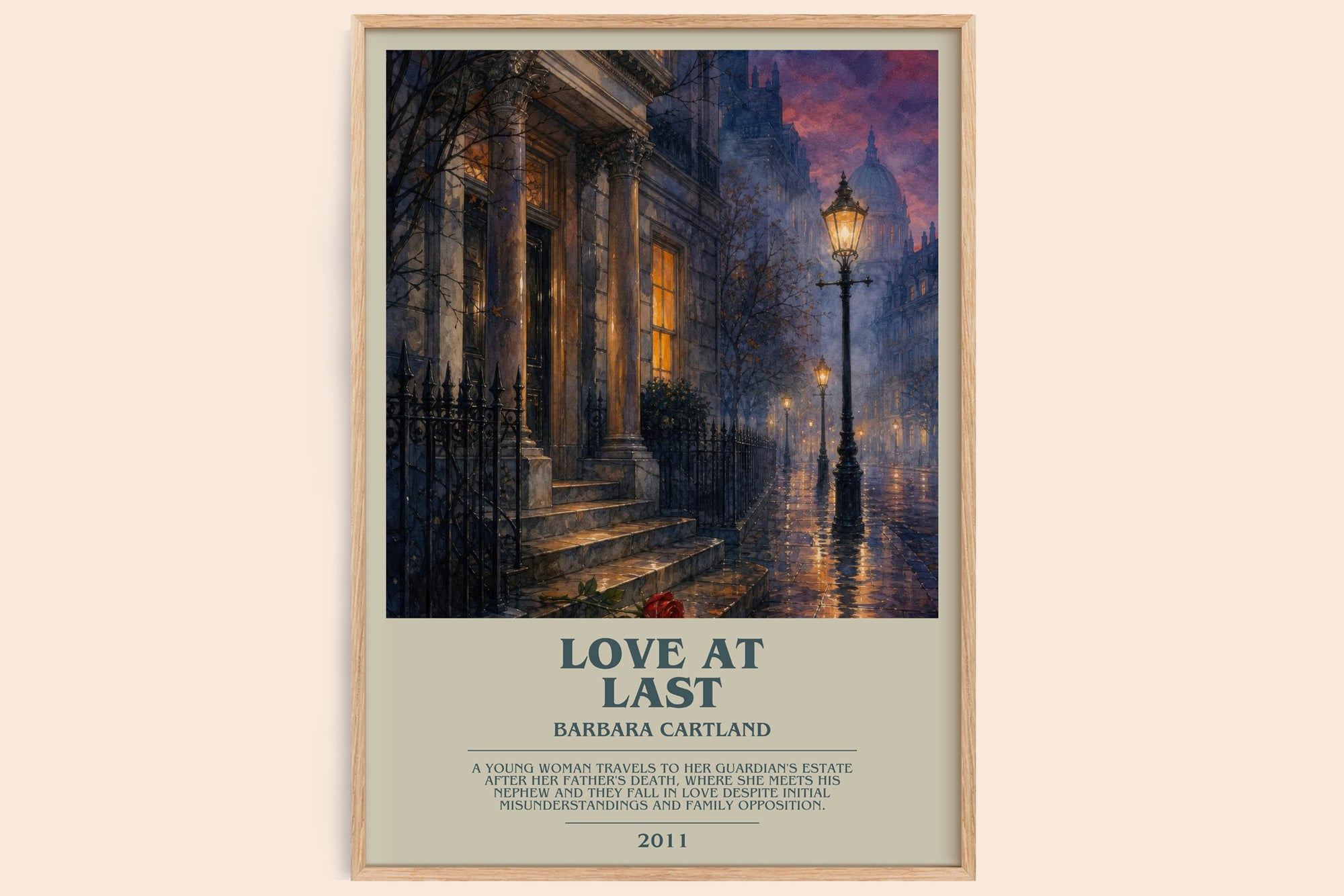 Love At Last bookish book poster by Barbara Cartland – framed literary art print