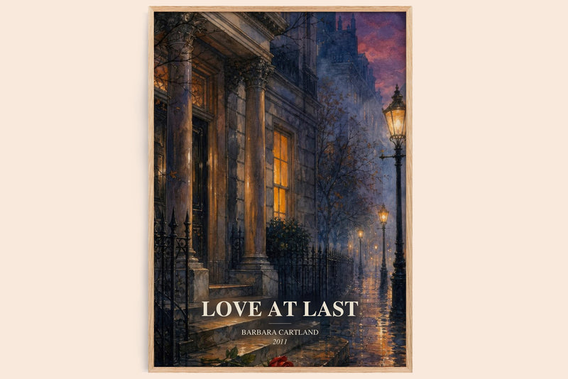 Love At Last watercolour book poster by Barbara Cartland – framed literary art print