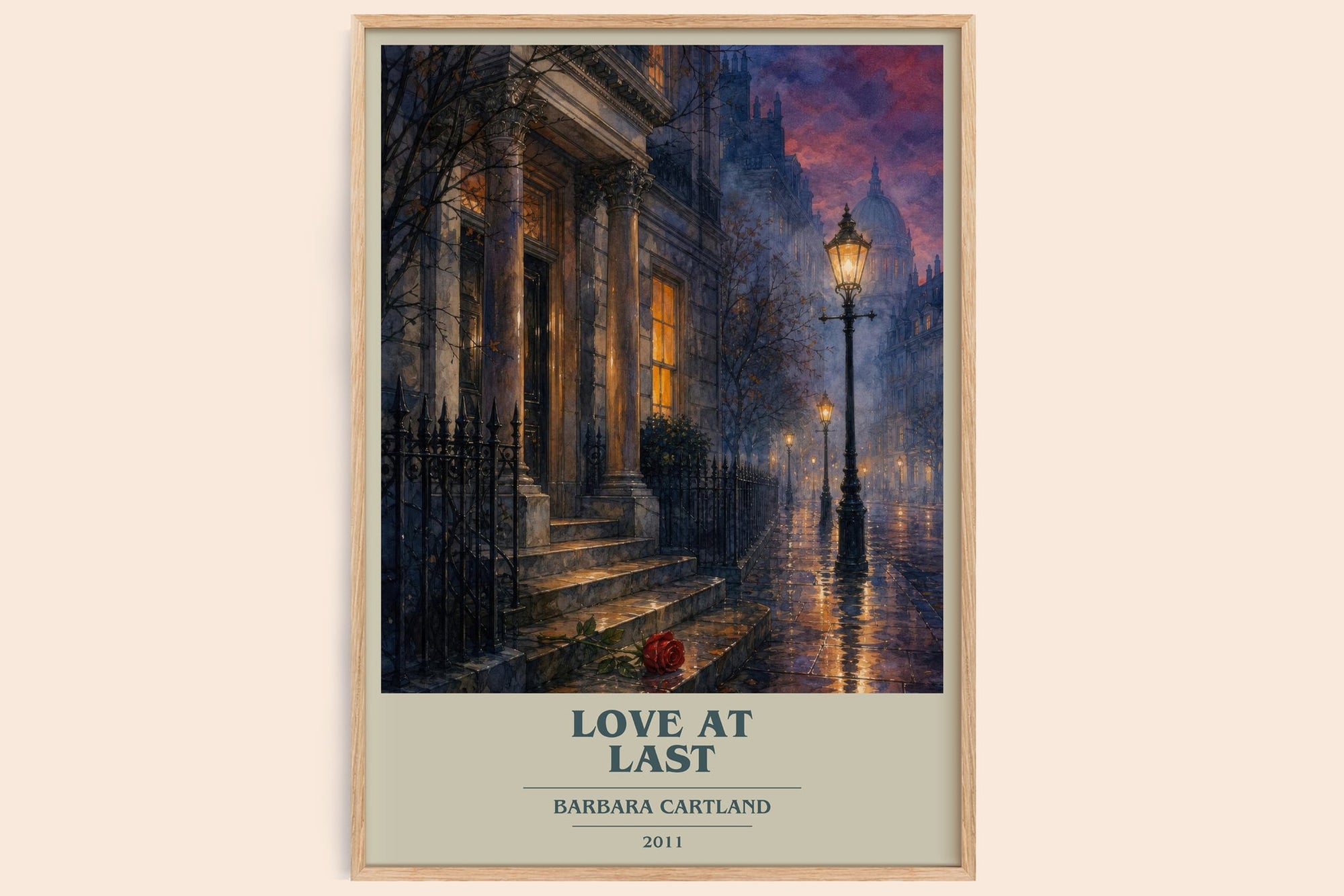 Love At Last book cover book poster by Barbara Cartland – framed literary art print
