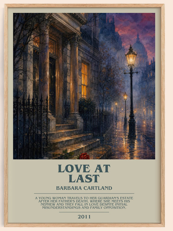 Love At Last bookish book poster by Barbara Cartland – framed literary art print