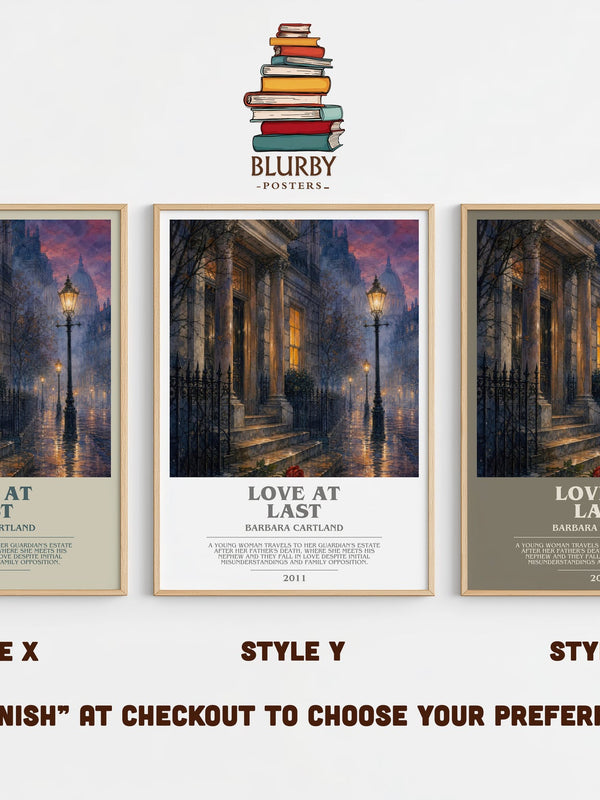 Love At Last bookish print in frame leaning in hallway – romance wall art
