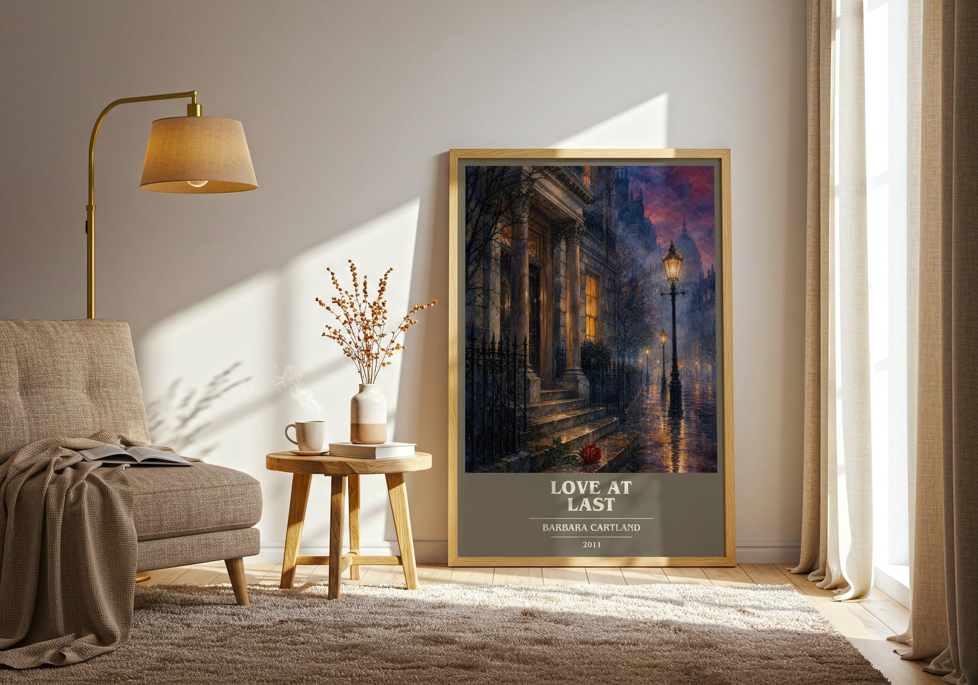 Love At Last book cover print on bookshelf – Barbara Cartland fan gift