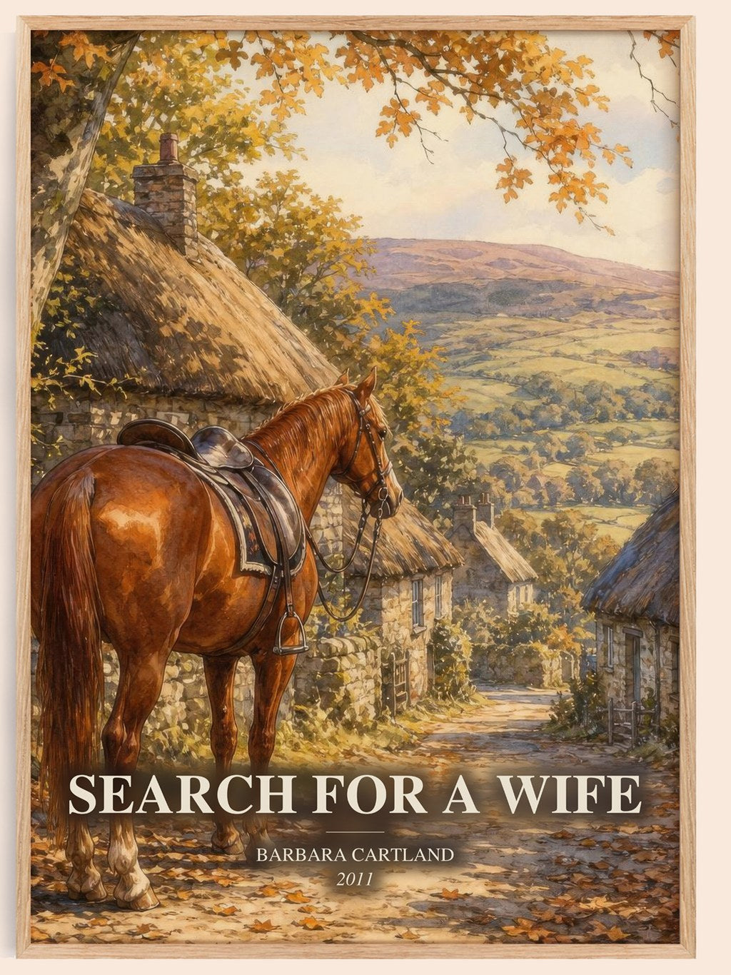 Search For A Wife watercolour book poster by Barbara Cartland – framed literary art print
