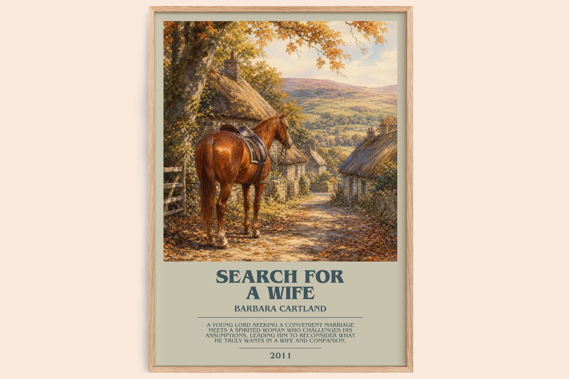 Search For A Wife bookish book poster by Barbara Cartland – framed literary art print