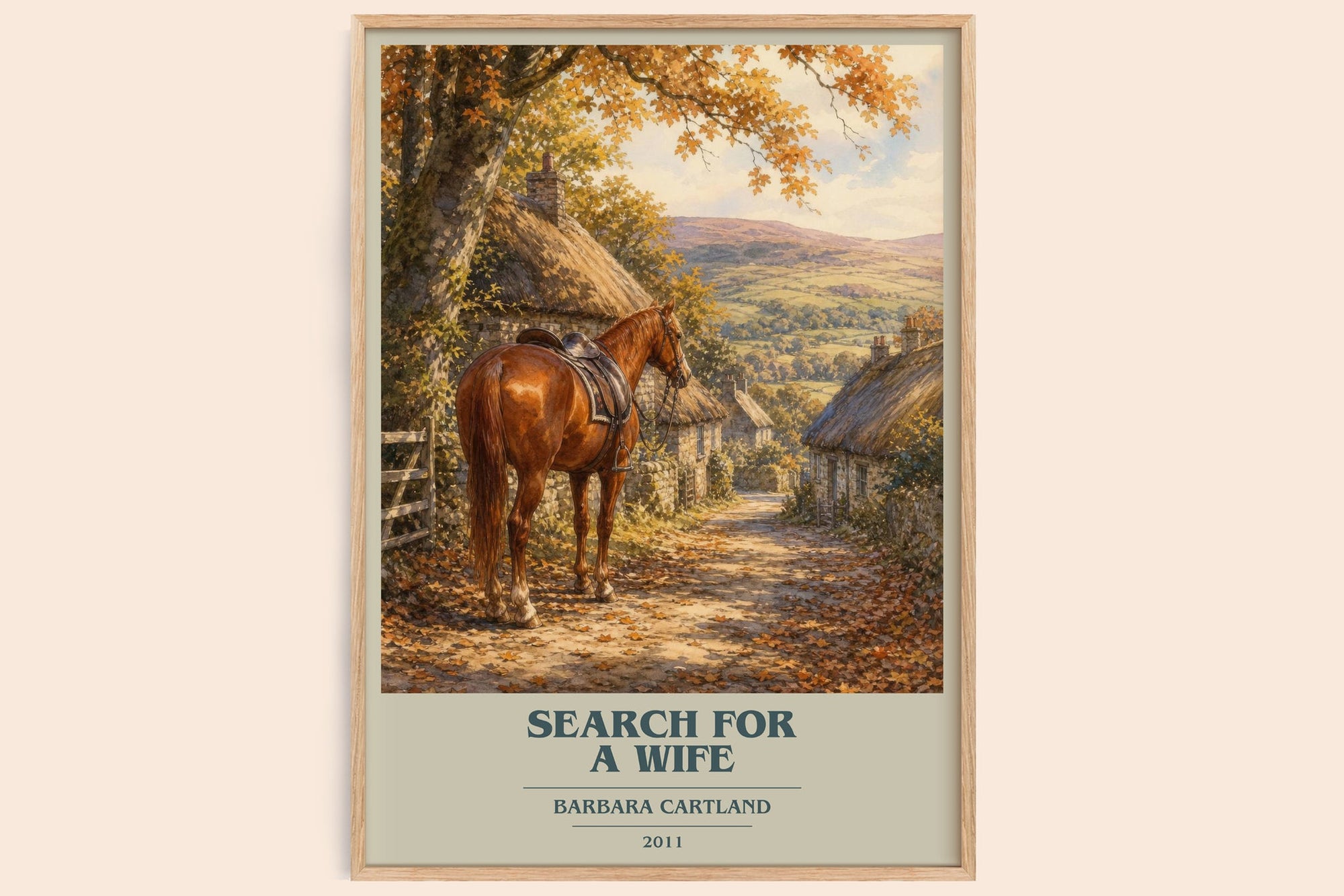 Search For A Wife book cover book poster by Barbara Cartland – framed literary art print