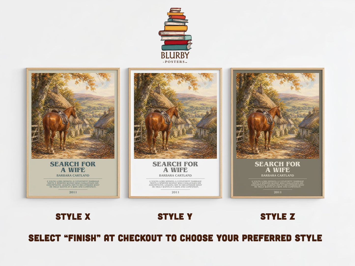 Search For A Wife bookish print in frame leaning in hallway – romance wall art