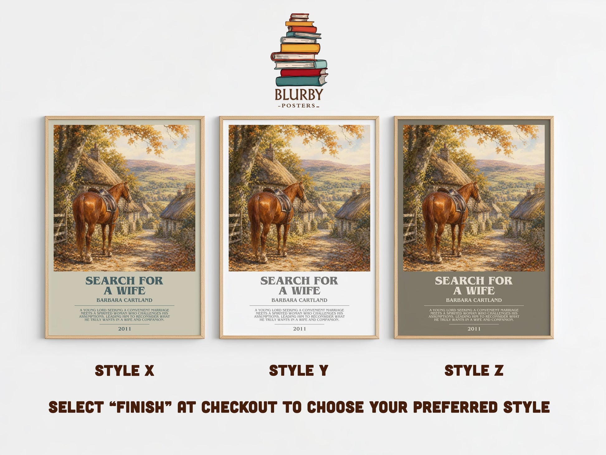 Search For A Wife bookish print in frame leaning in hallway – romance wall art