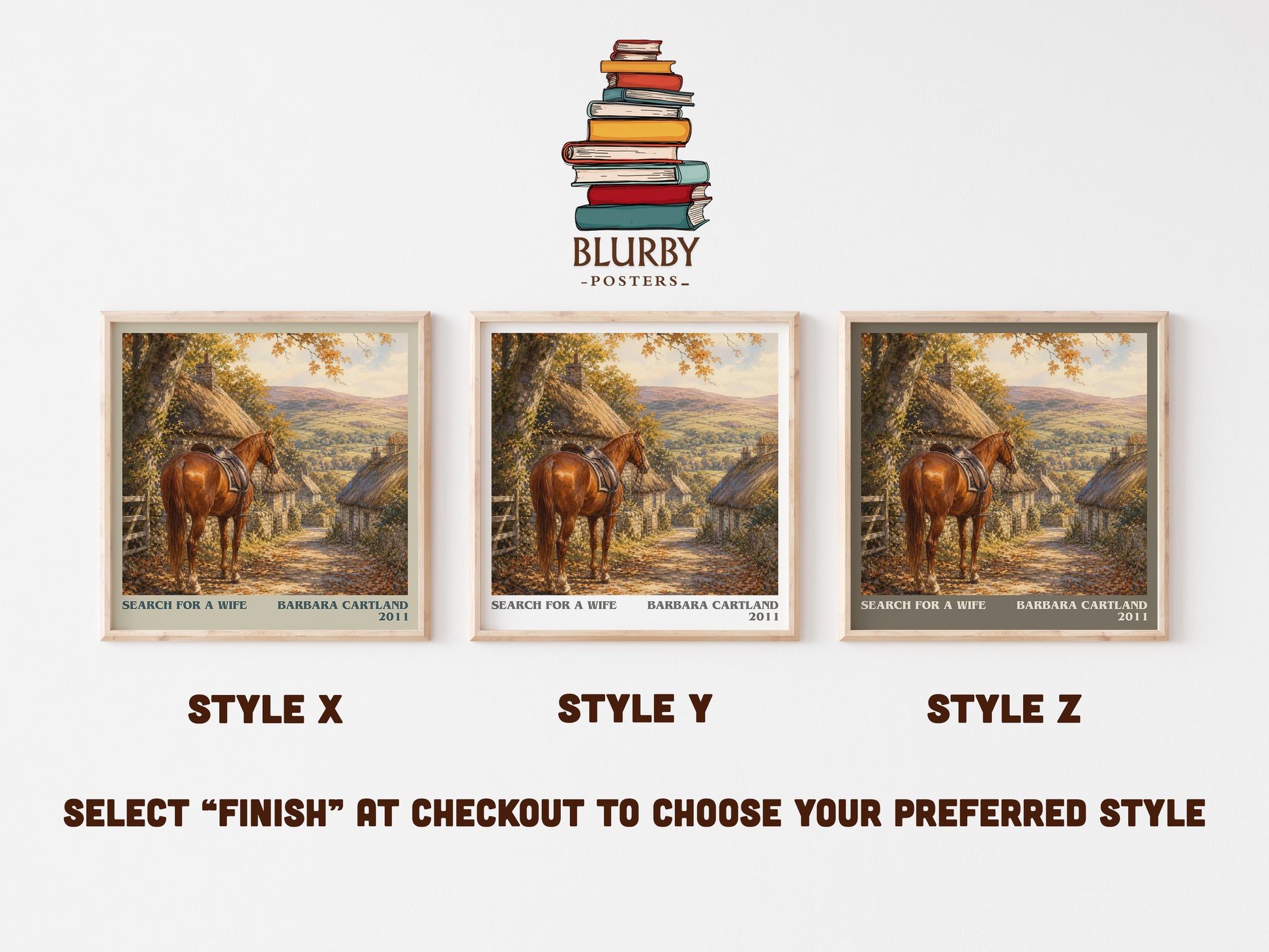 Search For A Wife literary print in frame leaning in hallway – romance wall art