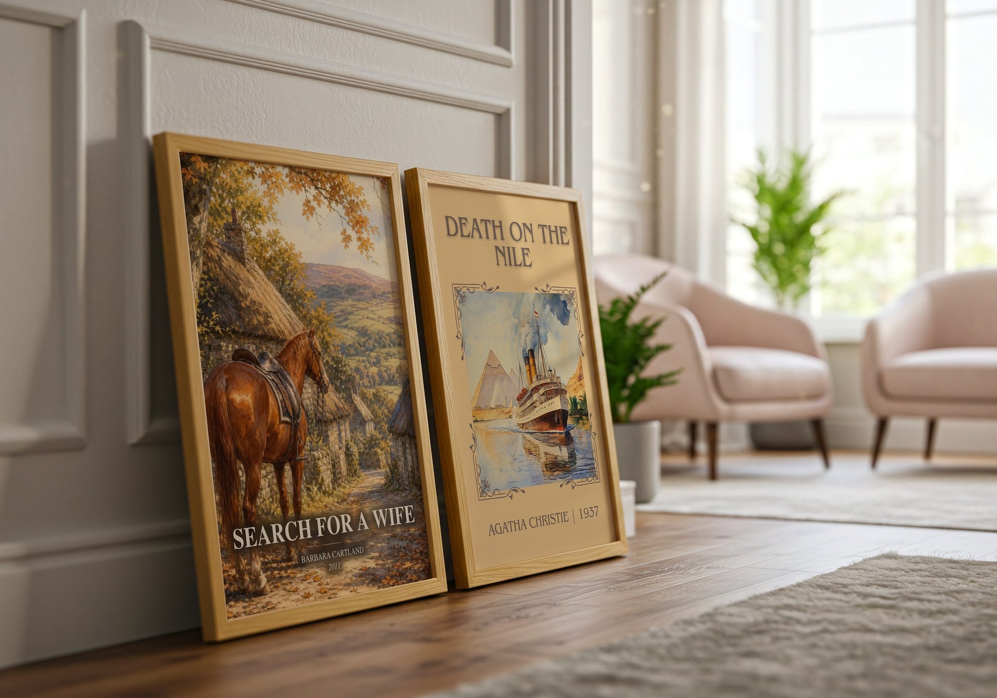 Search For A Wife watercolour print framed by window – literary home decor