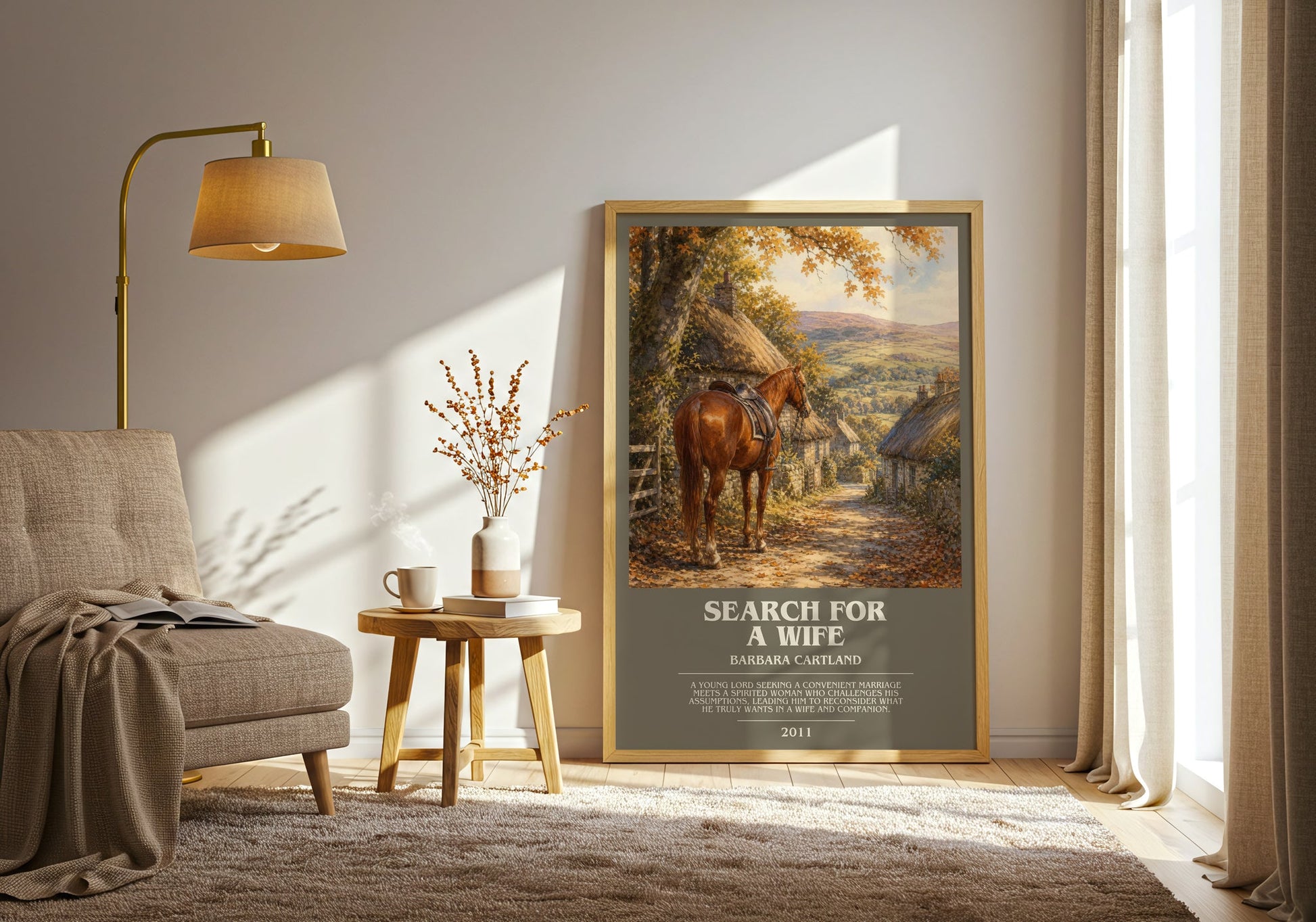 Search For A Wife bookish print on bookshelf – Barbara Cartland fan gift