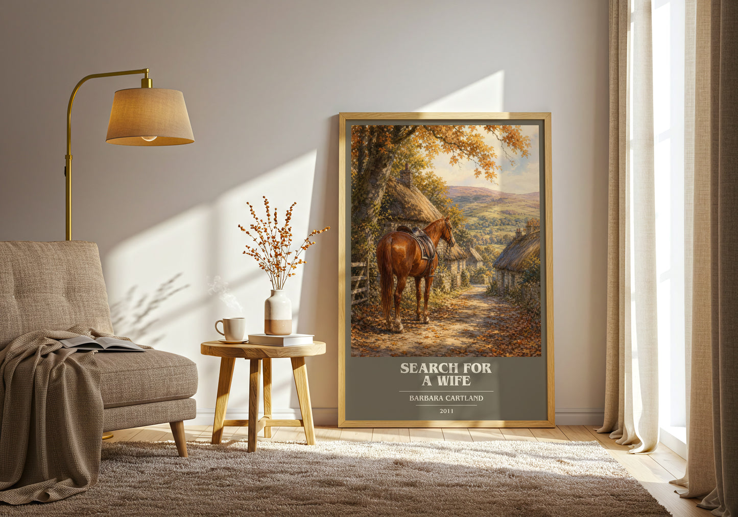Search For A Wife book cover print on bookshelf – Barbara Cartland fan gift