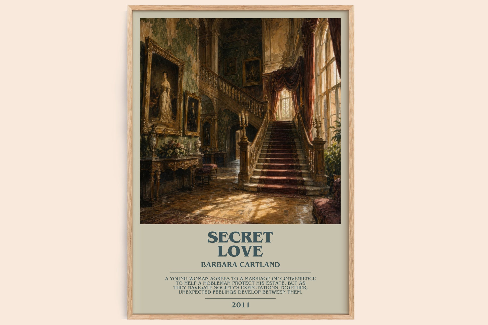 Secret Love bookish book poster by Barbara Cartland – framed literary art print