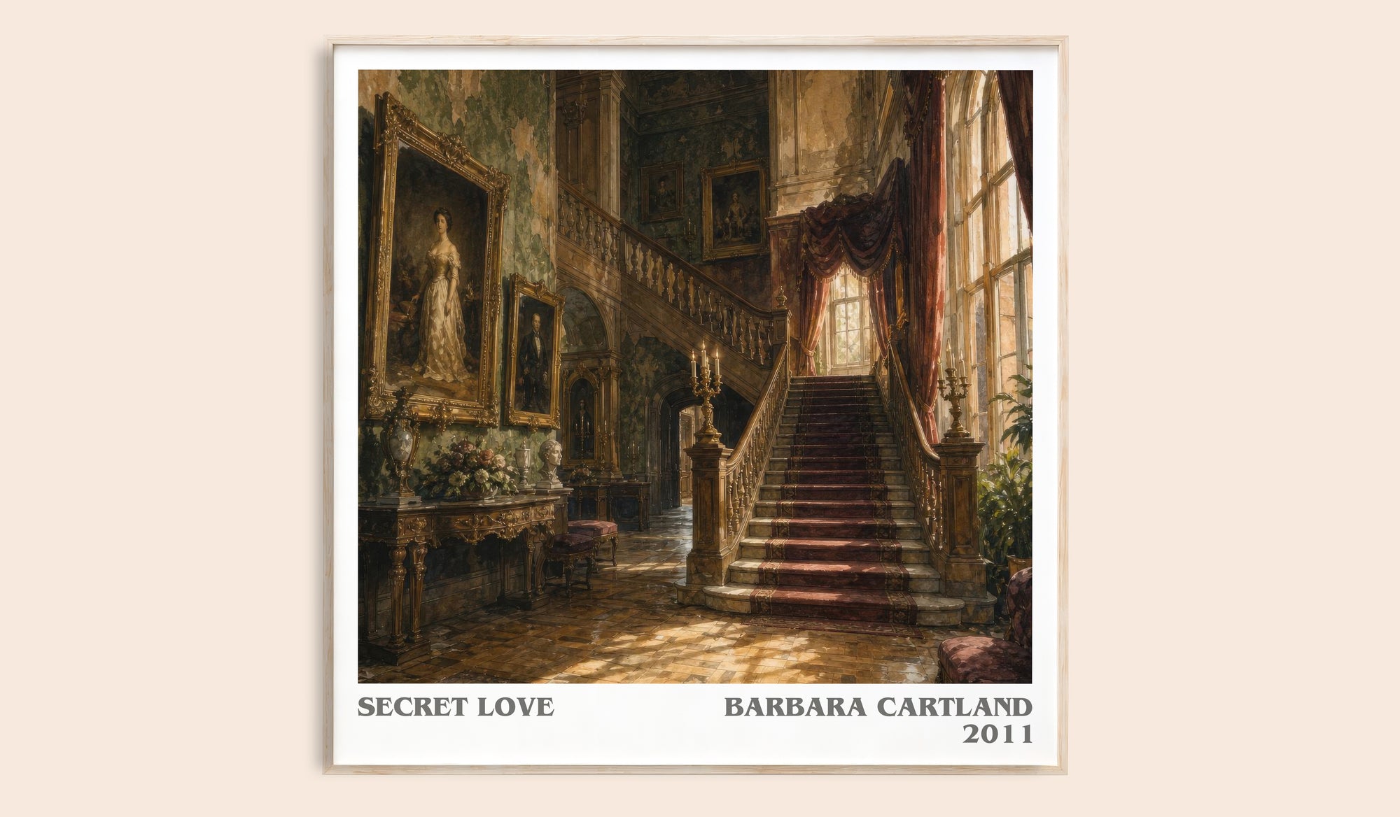 Secret Love literary book poster by Barbara Cartland – framed literary art print