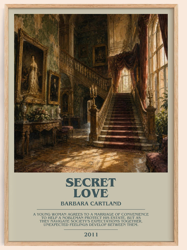 Secret Love bookish book poster by Barbara Cartland – framed literary art print
