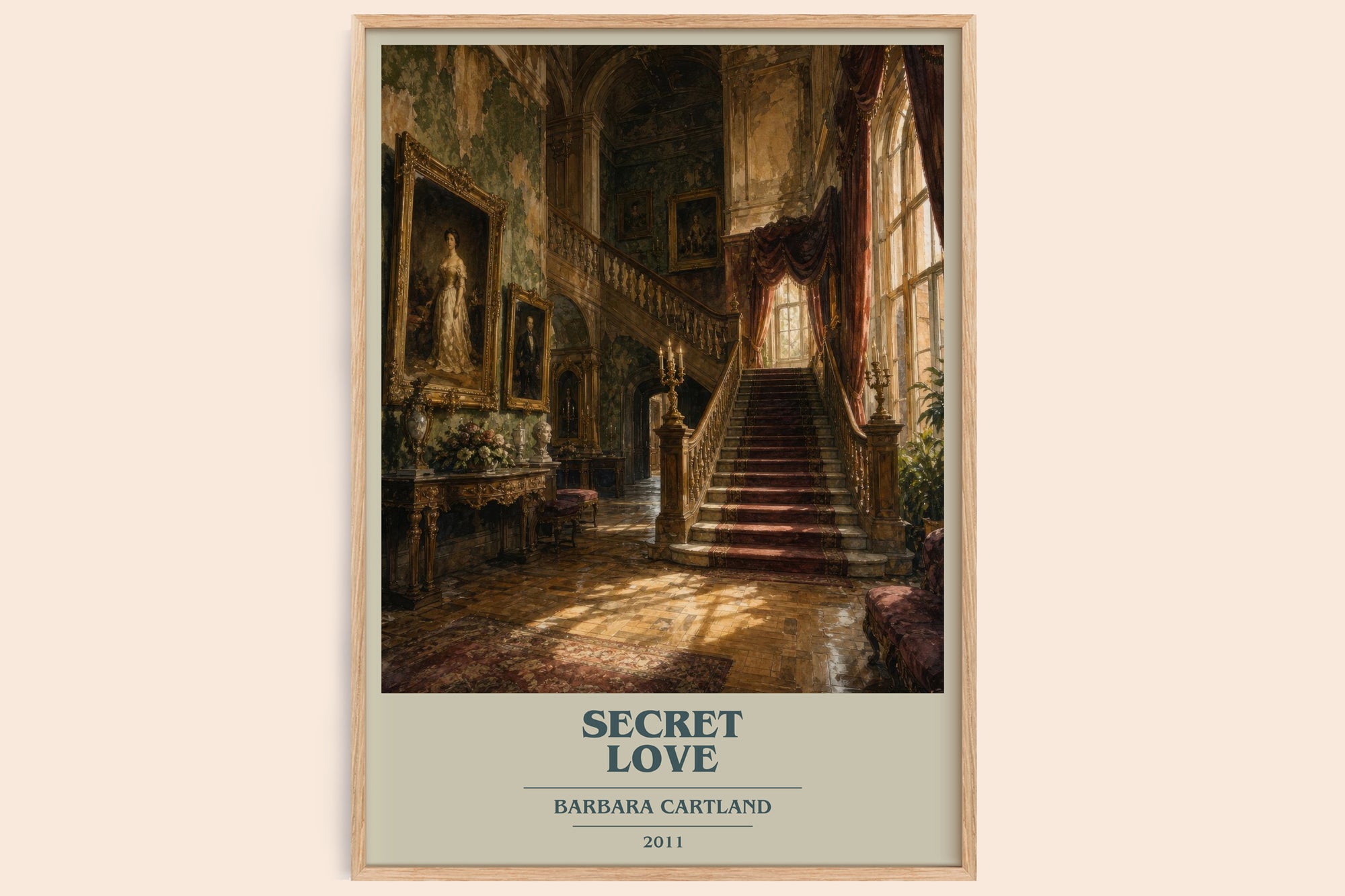 Secret Love book cover book poster by Barbara Cartland – framed literary art print