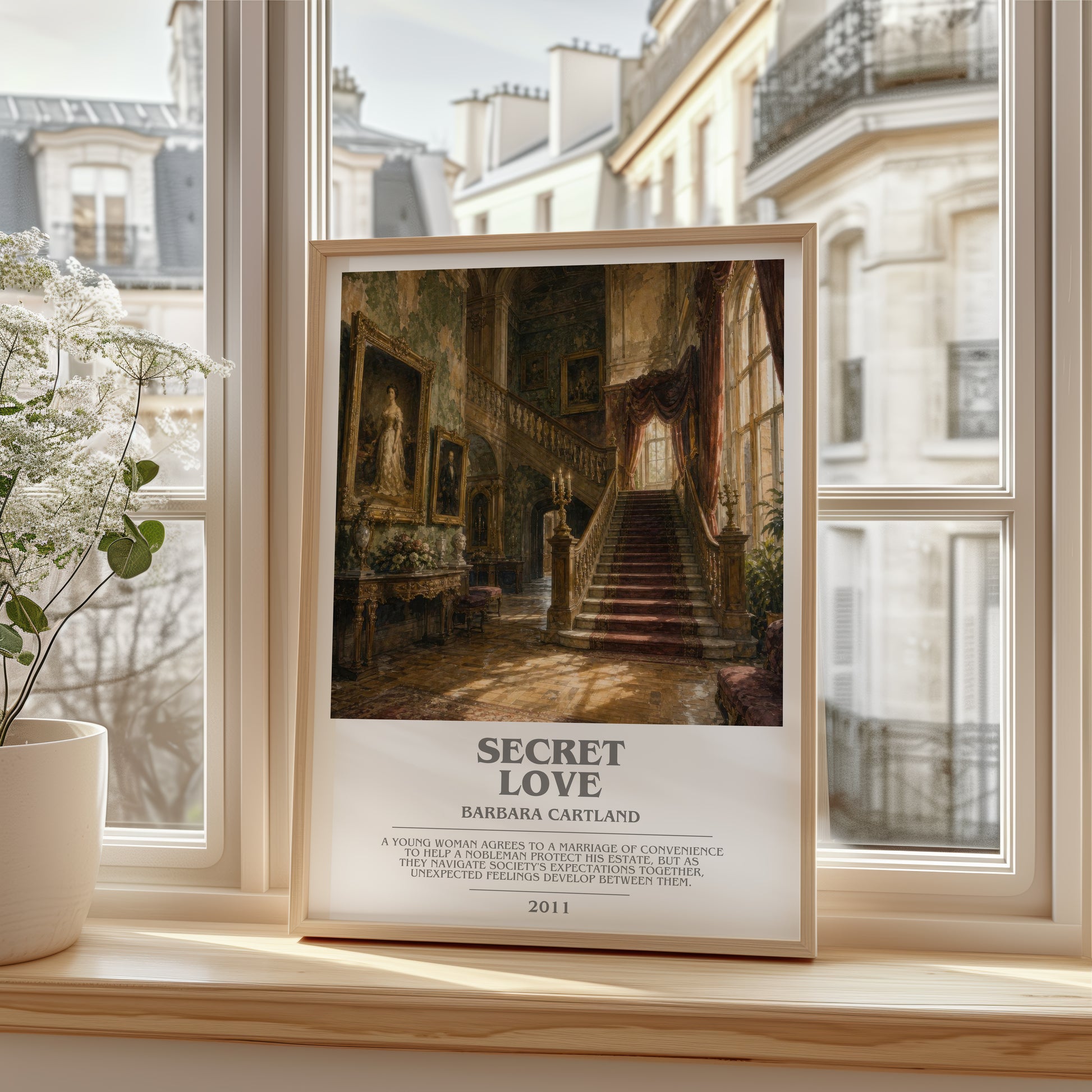 Secret Love bookish poster colour and style options – Barbara Cartland book art