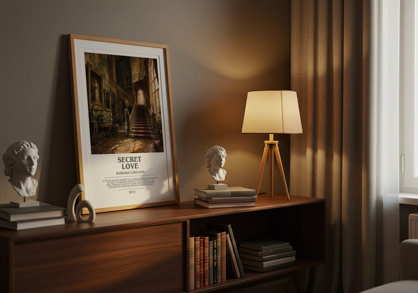 Secret Love bookish book poster framed on wall – romance wall art