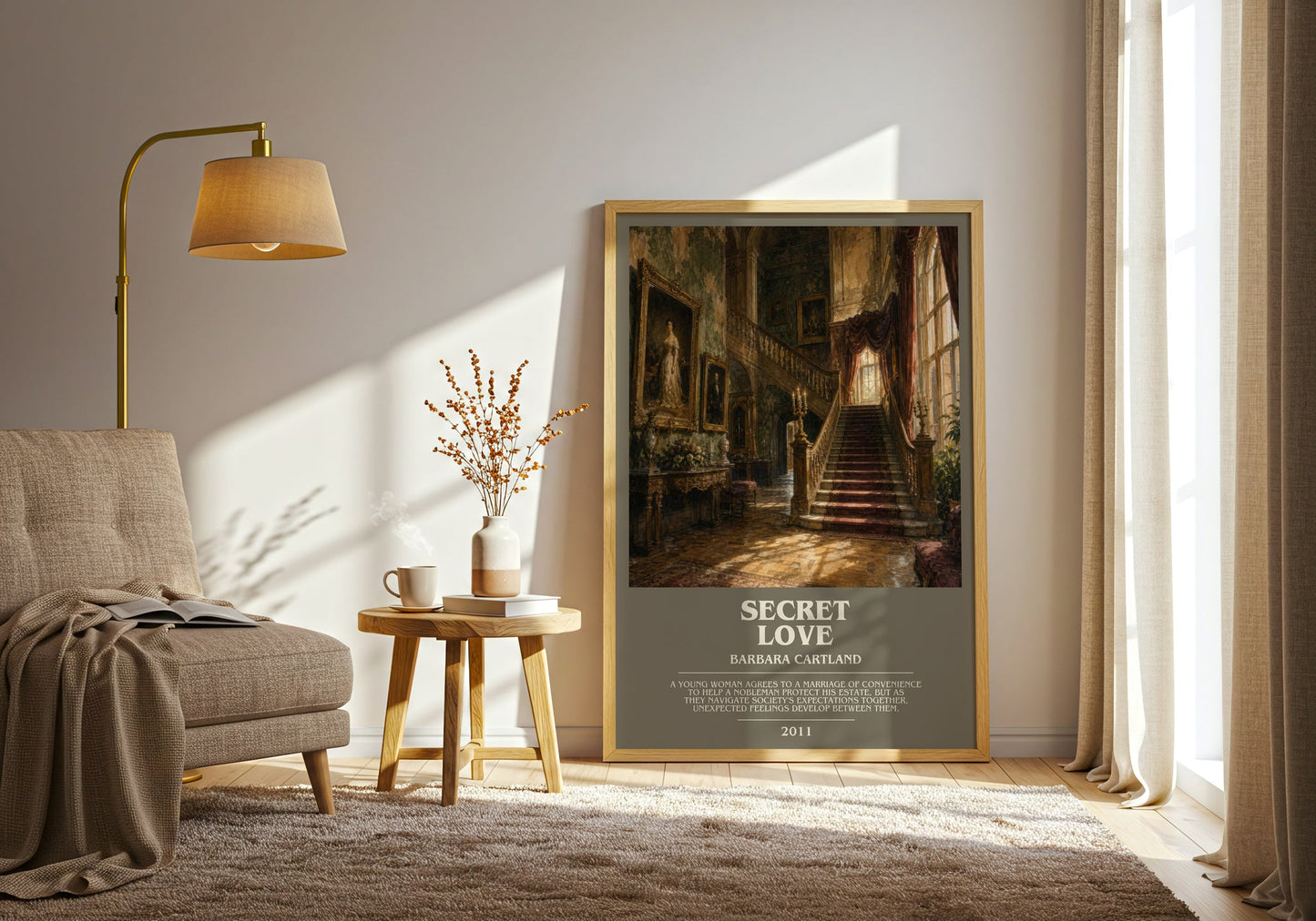 Secret Love bookish print on bookshelf – Barbara Cartland fan gift
