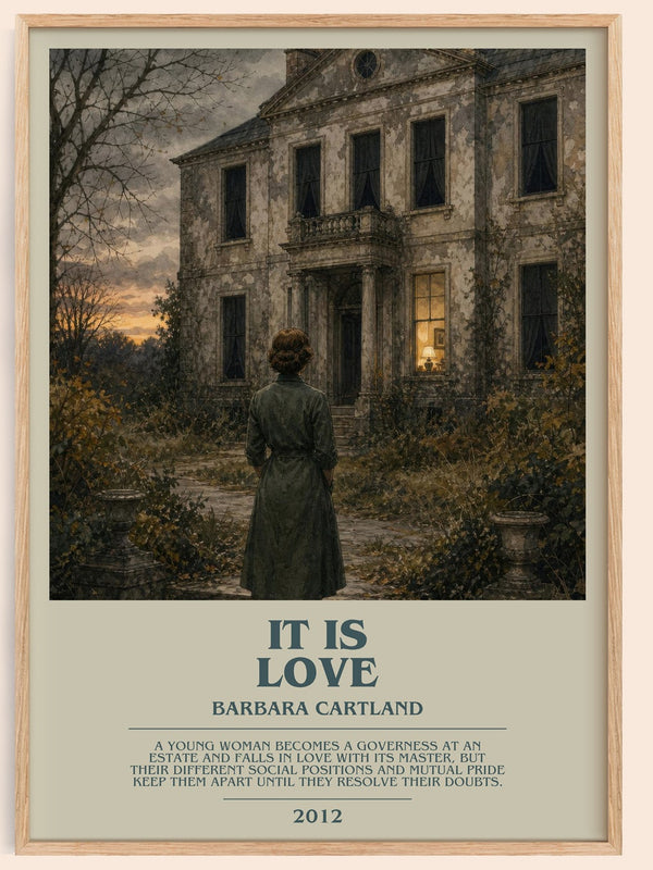 It Is Love bookish book poster by Barbara Cartland – framed literary art print