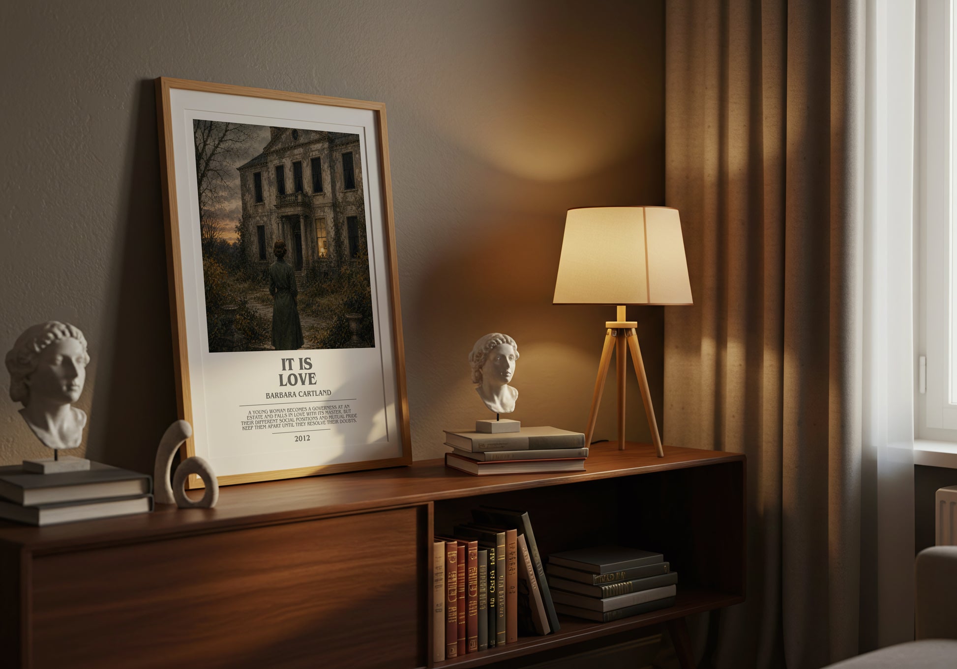 It Is Love bookish book poster framed on wall – romance wall art