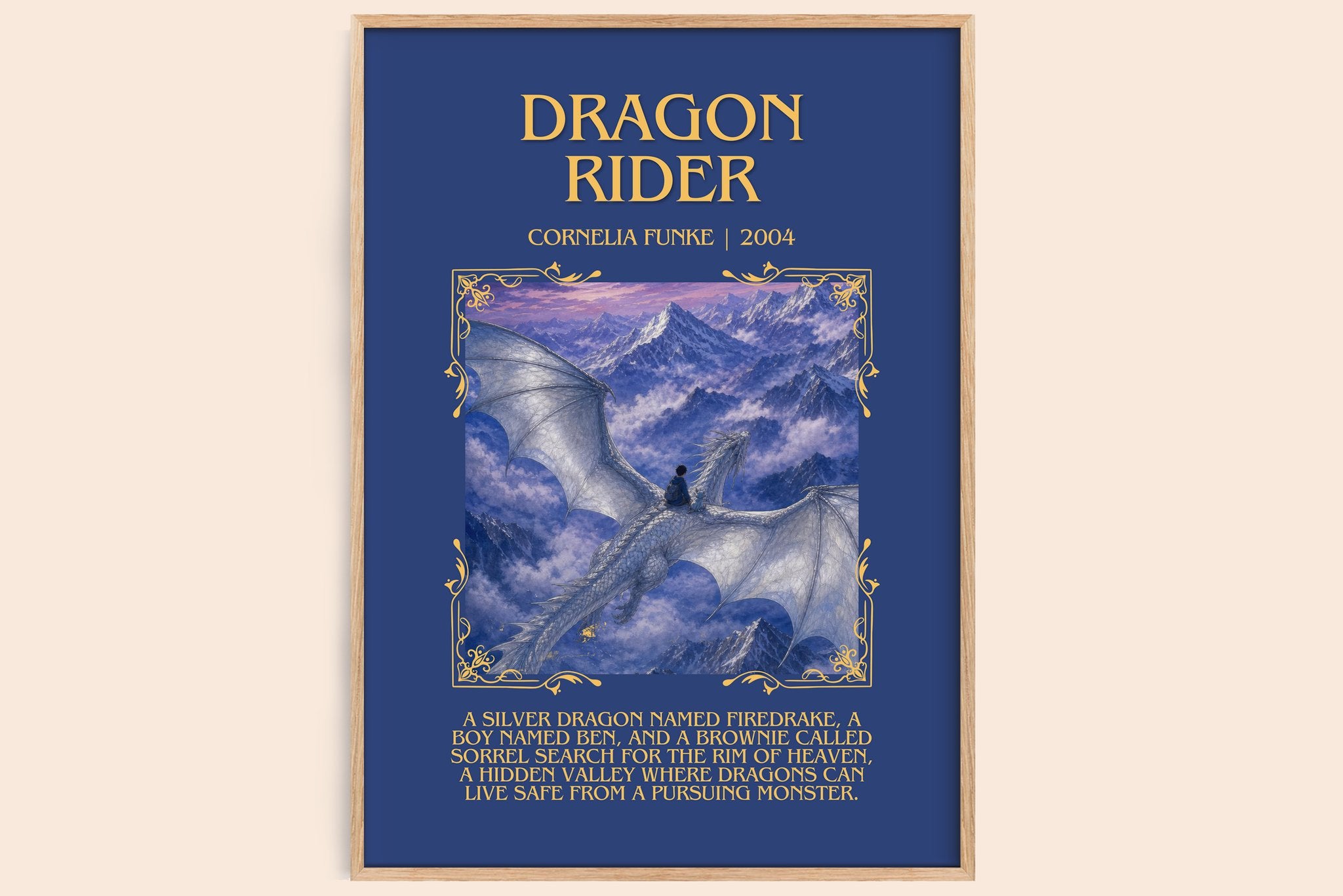 Dragon Rider Minimalist Book Poster by Cornelia Funke