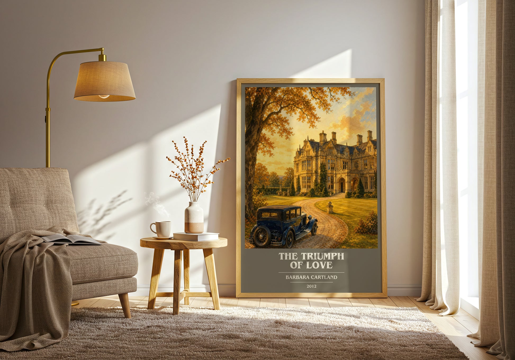 The Triumph Of Love book cover print on bookshelf – Barbara Cartland fan gift