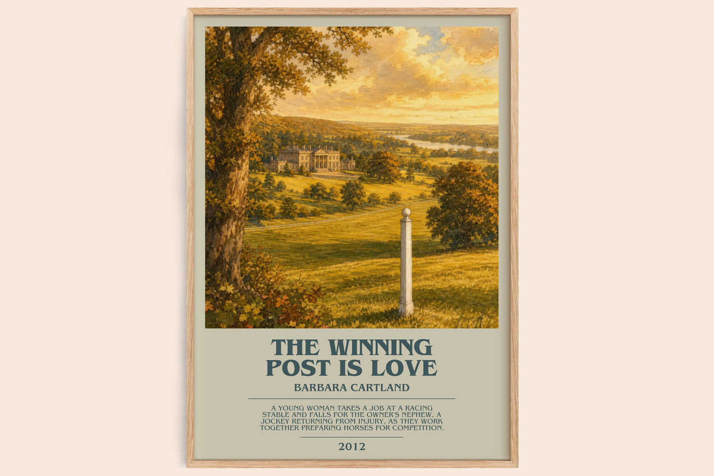 The Winning Post Is Love bookish book poster by Barbara Cartland – framed literary art print