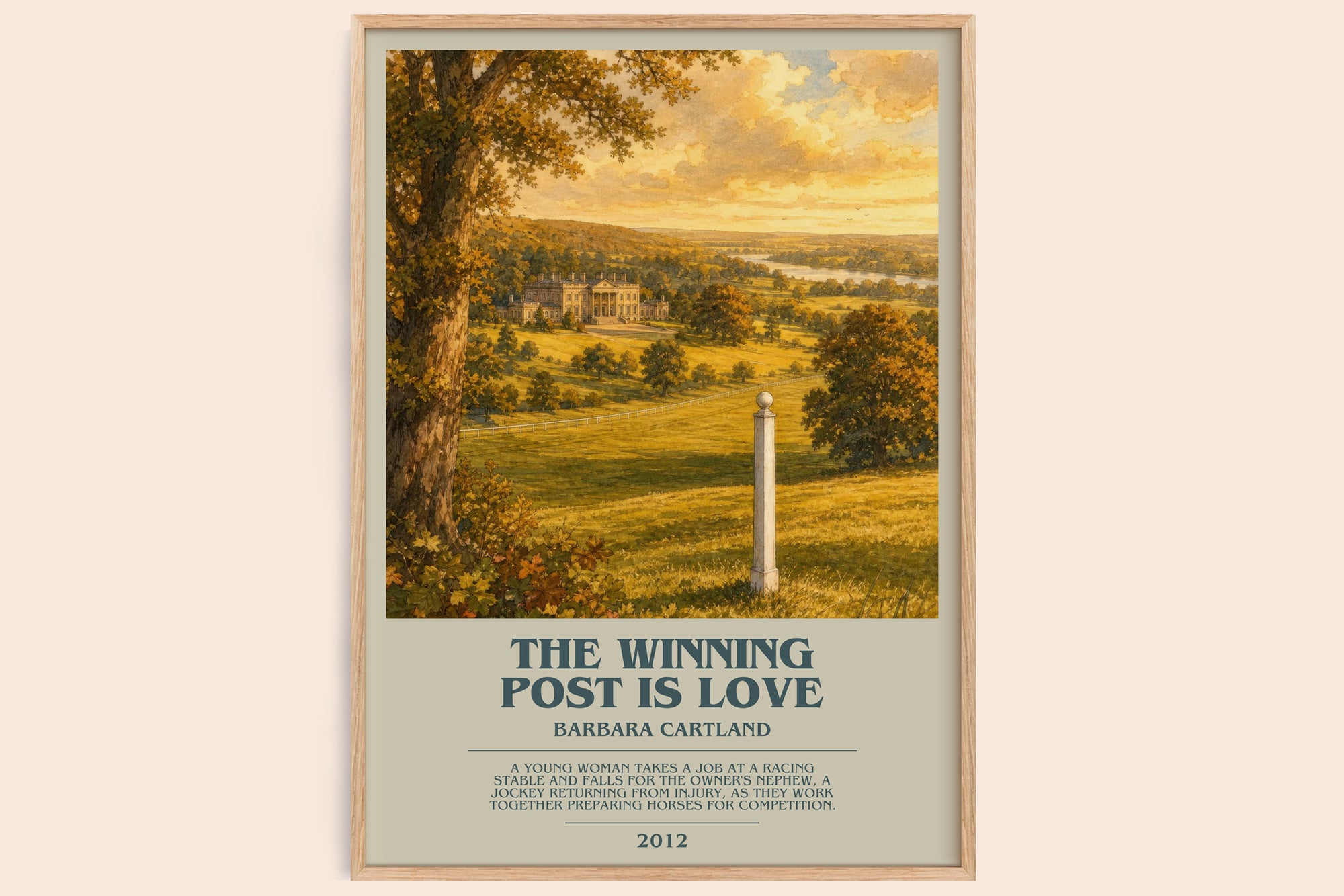 The Winning Post Is Love bookish book poster by Barbara Cartland – framed literary art print