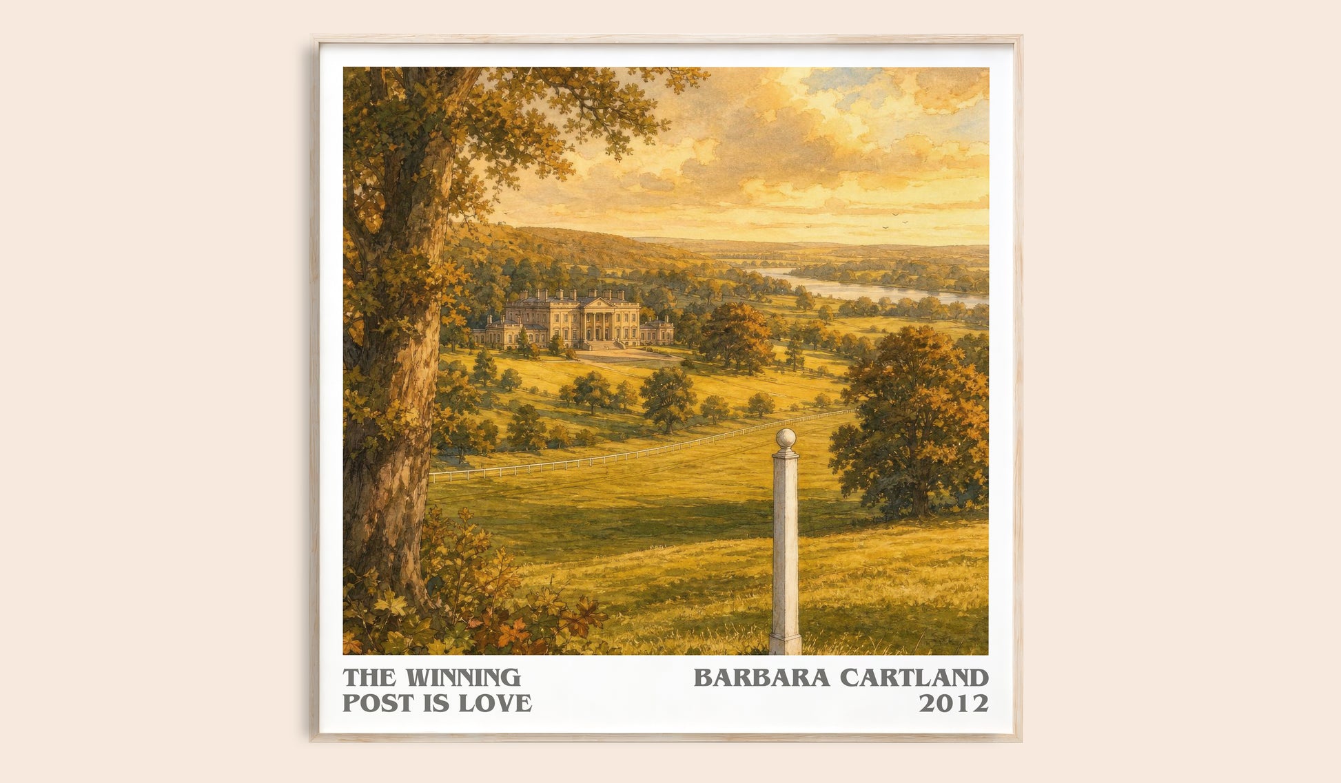 The Winning Post Is Love literary book poster by Barbara Cartland – framed literary art print