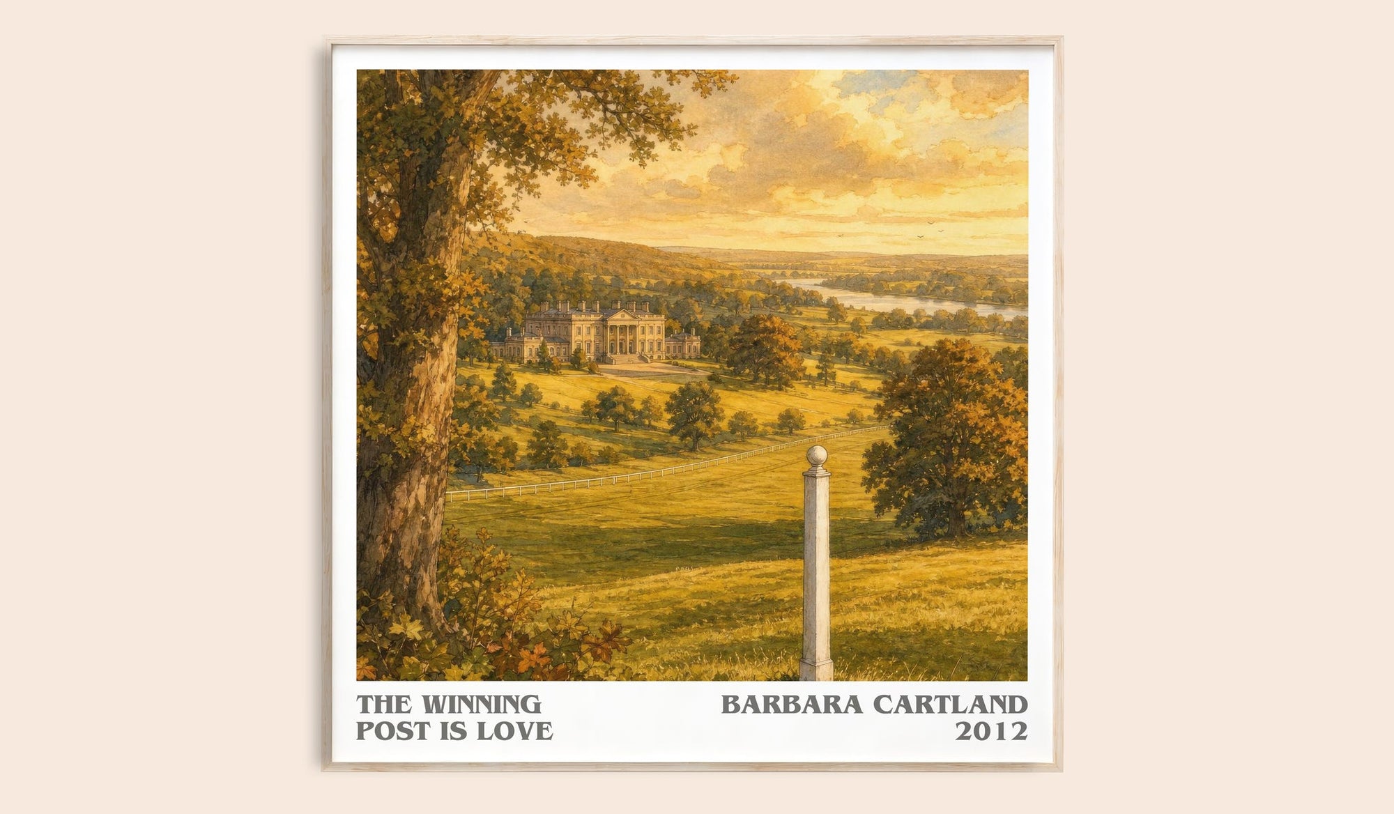 The Winning Post Is Love literary book poster by Barbara Cartland – framed literary art print